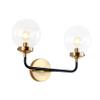 JONATHAN Y Caleb 2-Light Globe Vanity Wall Sconce, 18", Black/Brass Gold view 1