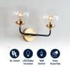 JONATHAN Y Caleb 2-Light Globe Vanity Wall Sconce, 18", Black/Brass Gold view 2