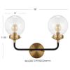 JONATHAN Y Caleb 2-Light Globe Vanity Wall Sconce, 18", Black/Brass Gold view 3