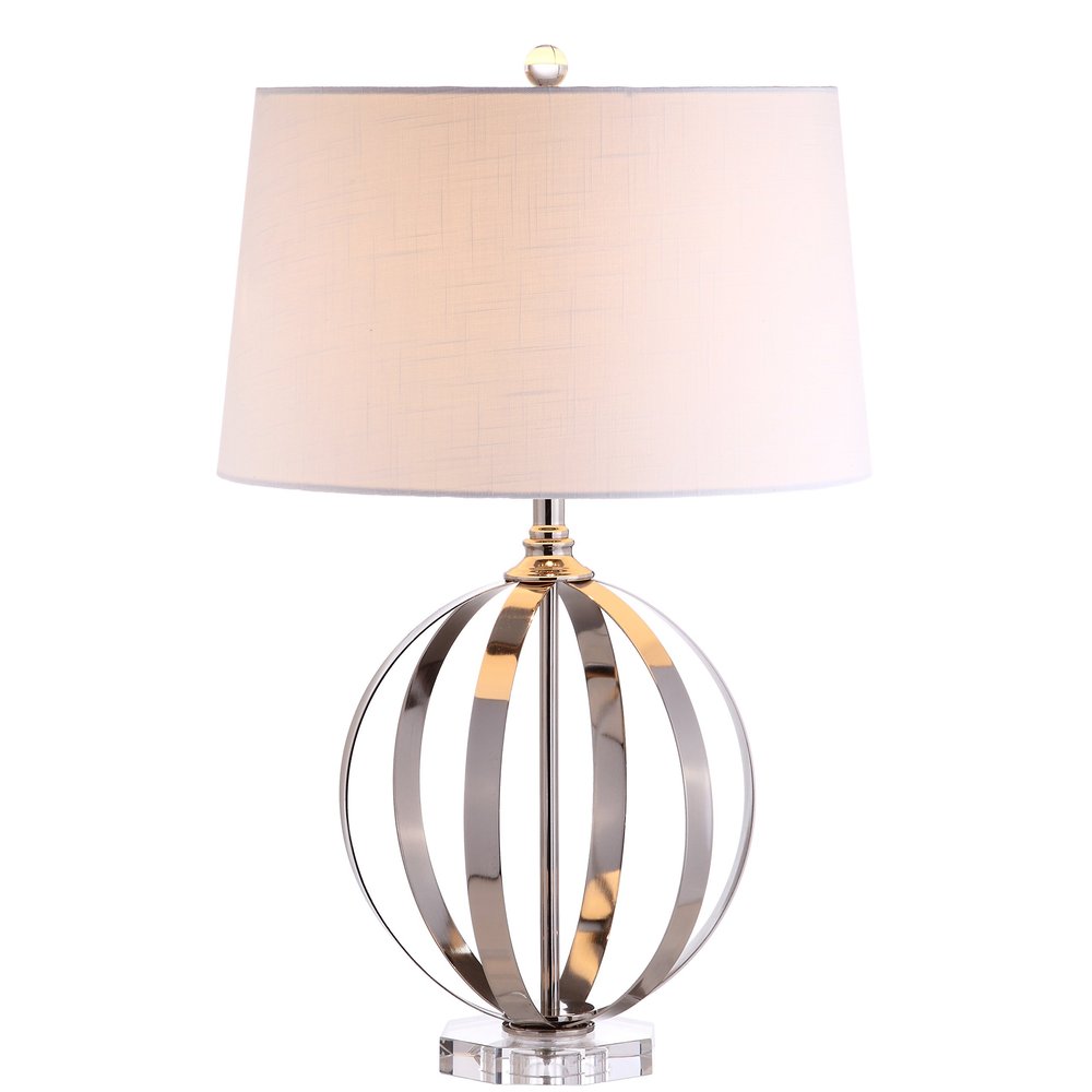 JONATHAN Y Logan 26" Modern Orb Metal LED Table Lamp, Polished Nickel
