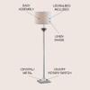 JONATHAN Y Lotus 59" Crystal Metal LED Floor Lamp, Smoke Gray/Chrome view 2