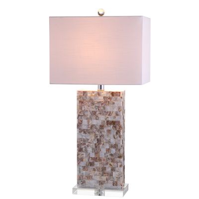JONATHAN Y Cannon 29" Seashell and Crystal Table Lamp, Natural/Clear