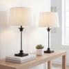 JONATHAN Y Mason 30" Glass and Metal Table Lamp, Black/Clear, Set of 2 view 2