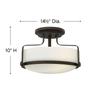Hinkley Harper 3641OZ Medium Semi-Flush Mount Ceiling Light - Sleek, Retro Style - Oil Rubbed Bronze + Etched Opal Glass view 2