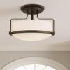 Hinkley Harper 3641OZ Medium Semi-Flush Mount Ceiling Light - Sleek, Retro Style - Oil Rubbed Bronze + Etched Opal Glass view 3