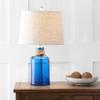 JONATHAN Y Azure 23.5" Glass Bottle LED Table Lamp, Cobalt/Natural view 2