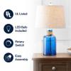 JONATHAN Y Azure 23.5" Glass Bottle LED Table Lamp, Cobalt/Natural view 4
