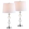 JONATHAN Y Madison 27.5" Crystal Metal Table Lamp, Clear/Chrome, Set of 2 view 1