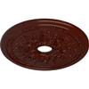 Ekena Millwork CM23ROBMF - 23 5/8"OD x 4"ID x 1 1/2"P Rose and Ribbon Ceiling Medallion (Fits Canopies up to 4") - Ceiling Medallion, Brushed Mahogany view 2