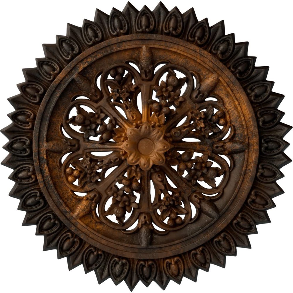 Ekena Millwork CM20SHPGS Shakuras Ceiling Medallion 19 3/4"OD x 1 3/8"P (for Canopies up to 5") Hand-Painted Rust