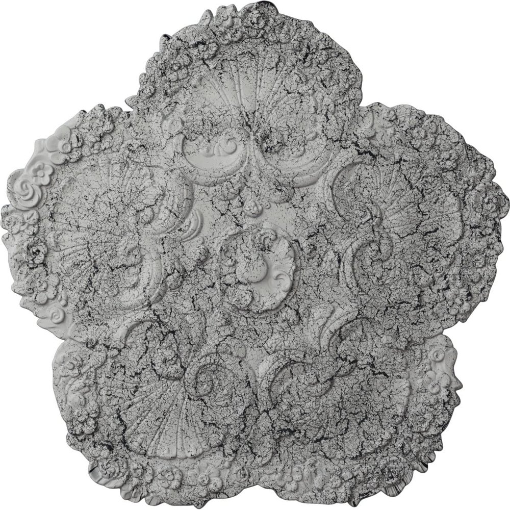 Ekena Millwork CM25SHUWC Shell Ceiling Medallion, Ultra Pure White Crackle, 25 5/8"OD x 1"P