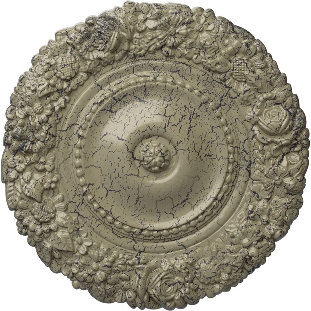 Ekena Millwork CM21MACSC 21" OD x 2" P Marseille Ceiling Medallion (fits Canopies up to 7 3/8), Hand-Painted, Castle Stone Crackle