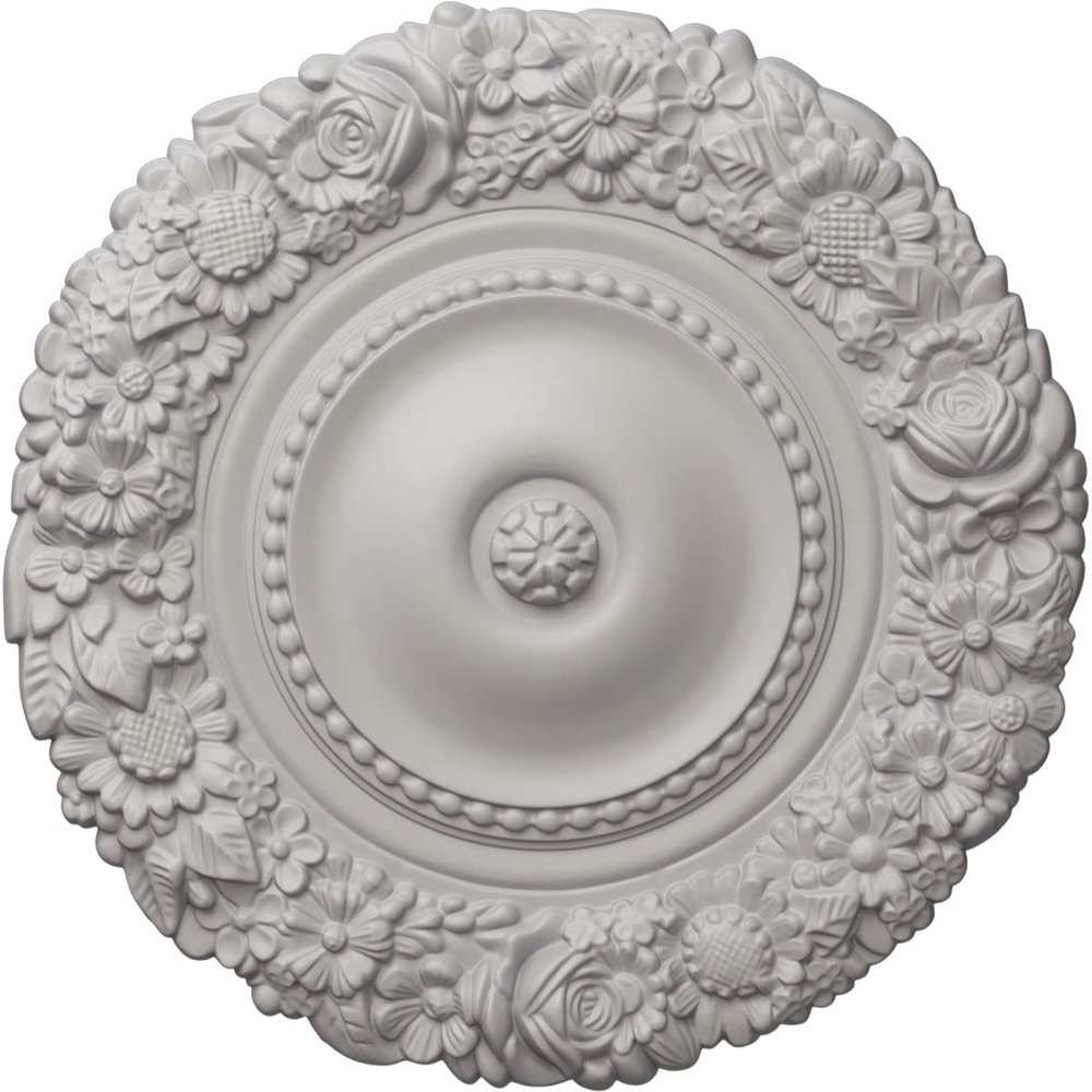 Ekena Millwork CM21MAUWF 21" OD x 2" P Marseille Ceiling Medallion fits Canopies up to 7 3/8, Ultra Pure White
