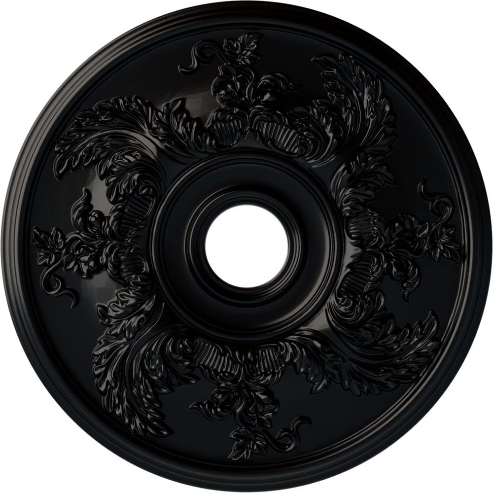 Ekena Millwork CM23ACBLF Ceiling Medallion, Jet Black