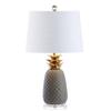 JONATHAN Y Pineapple Ceramic Table Lamp Bedside Nightstand 23", Gray/Gold view 1
