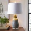 JONATHAN Y Pineapple Ceramic Table Lamp Bedside Nightstand 23", Gray/Gold view 3