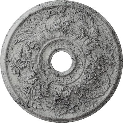 Ekena Millwork CM23ACUWC 23 OD x 4 5/8 ID x 1 7/8 P Acanthus Twist Ceiling Medallion (fits Canopies up to 8 3/8), Hand-Painted, Ultra Pure White Crackle