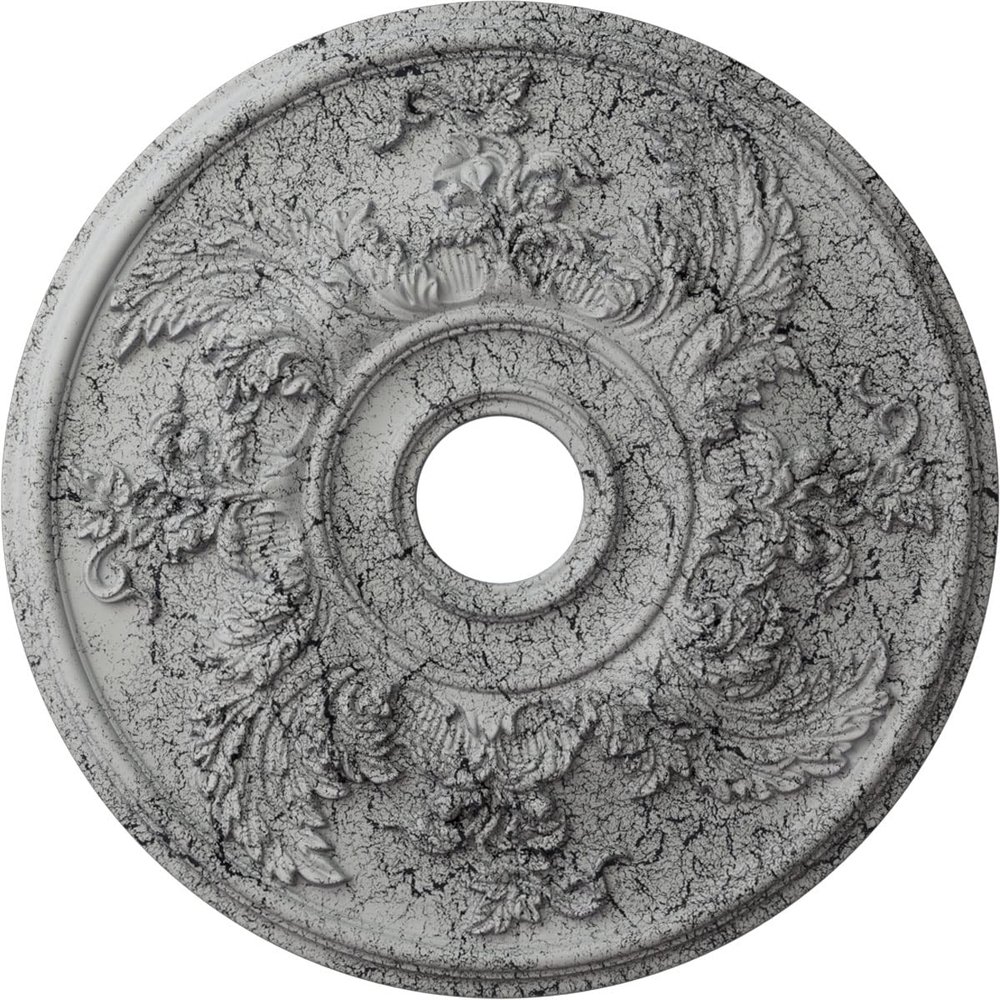 Ekena Millwork CM23ACUWC 23 OD x 4 5/8 ID x 1 7/8 P Acanthus Twist Ceiling Medallion (fits Canopies up to 8 3/8), Hand-Painted, Ultra Pure White Crackle