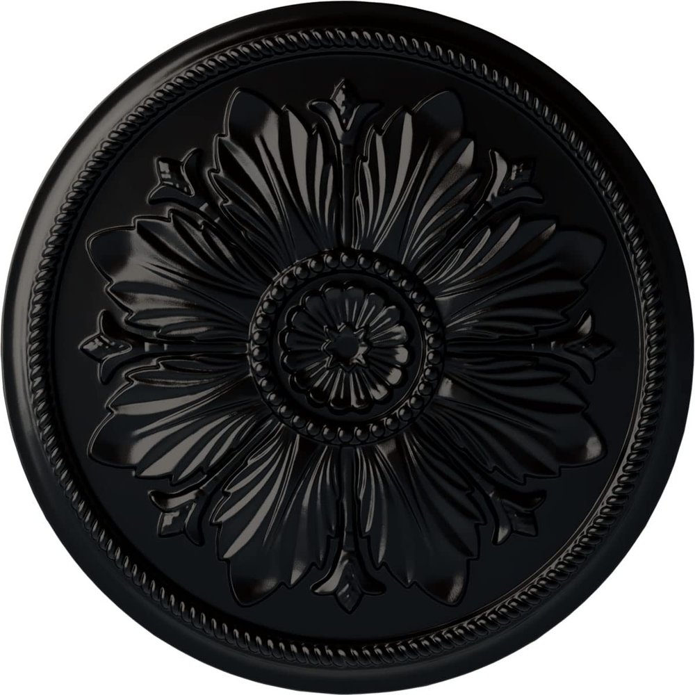 Ekena Millwork CM23KABLF Kaya Ceiling Medallion, 23 5/8 OD x 1 1/2 P, Jet Black