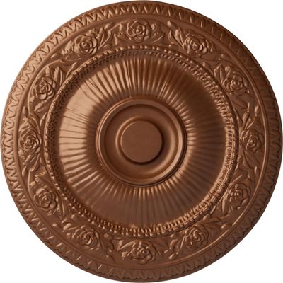 Ekena Millwork CM24NAPOS - 24 1/4"OD x 2"P Neuveau Ceiling Medallion (Fits Canopies up to 6 3/8") - Ceiling Medallion, Polished Copper