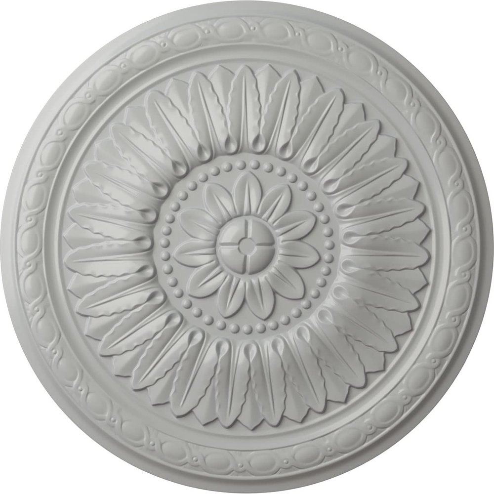 Ekena Millwork CM24TEFRF - 24"OD x 1 5/8"P Temple Ceiling Medallion (Fits Canopies up to 9 1/4") - Ceiling Medallion, Frost