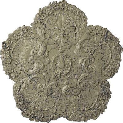 25 5/8"OD x 1"P Shell Ceiling Medallion, Hand-Painted Castle Stone Crackle