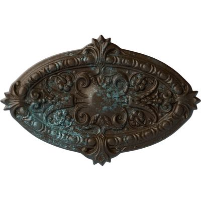 Ekena Millwork CM26MRBBS - 26 3/8"W x 17 1/4"H x 1 3/4"P Marcella Ceiling Medallion (Fits Canopies up to 3") - Ceiling Medallion, Bronze Blue Patina
