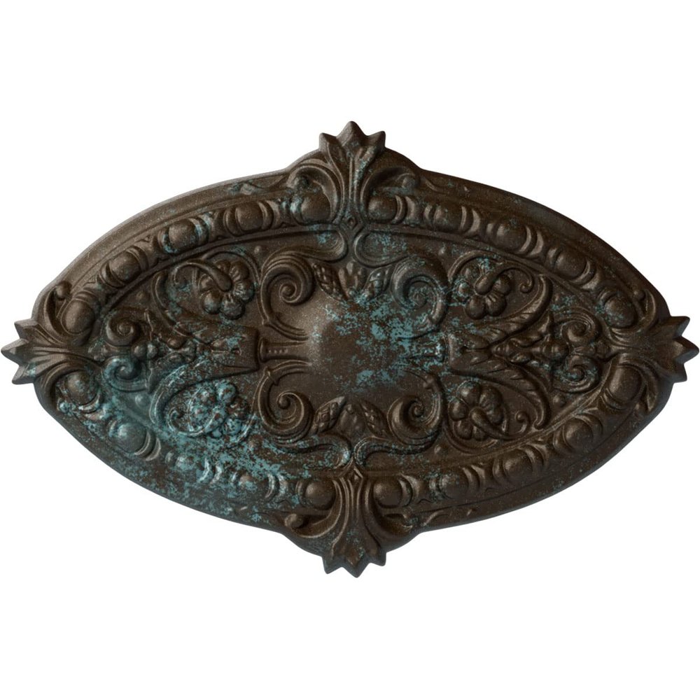 Ekena Millwork CM26MRBBS - 26 3/8"W x 17 1/4"H x 1 3/4"P Marcella Ceiling Medallion (Fits Canopies up to 3") - Ceiling Medallion, Bronze Blue Patina
