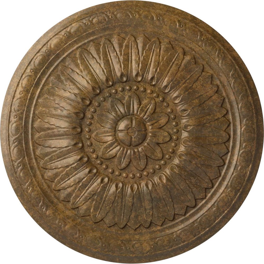 24"OD x 1 5/8"P Temple Ceiling Medallion (Fits Canopies up to 9 1/4"), Hand-Painted Rubbed Bronze