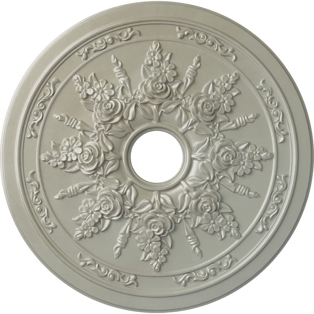 Ekena Millwork CM23ROFCS 23-5/8" x 4" x 1-1/2" Rose and Ribbon Ceiling Medallion, Flash Copper