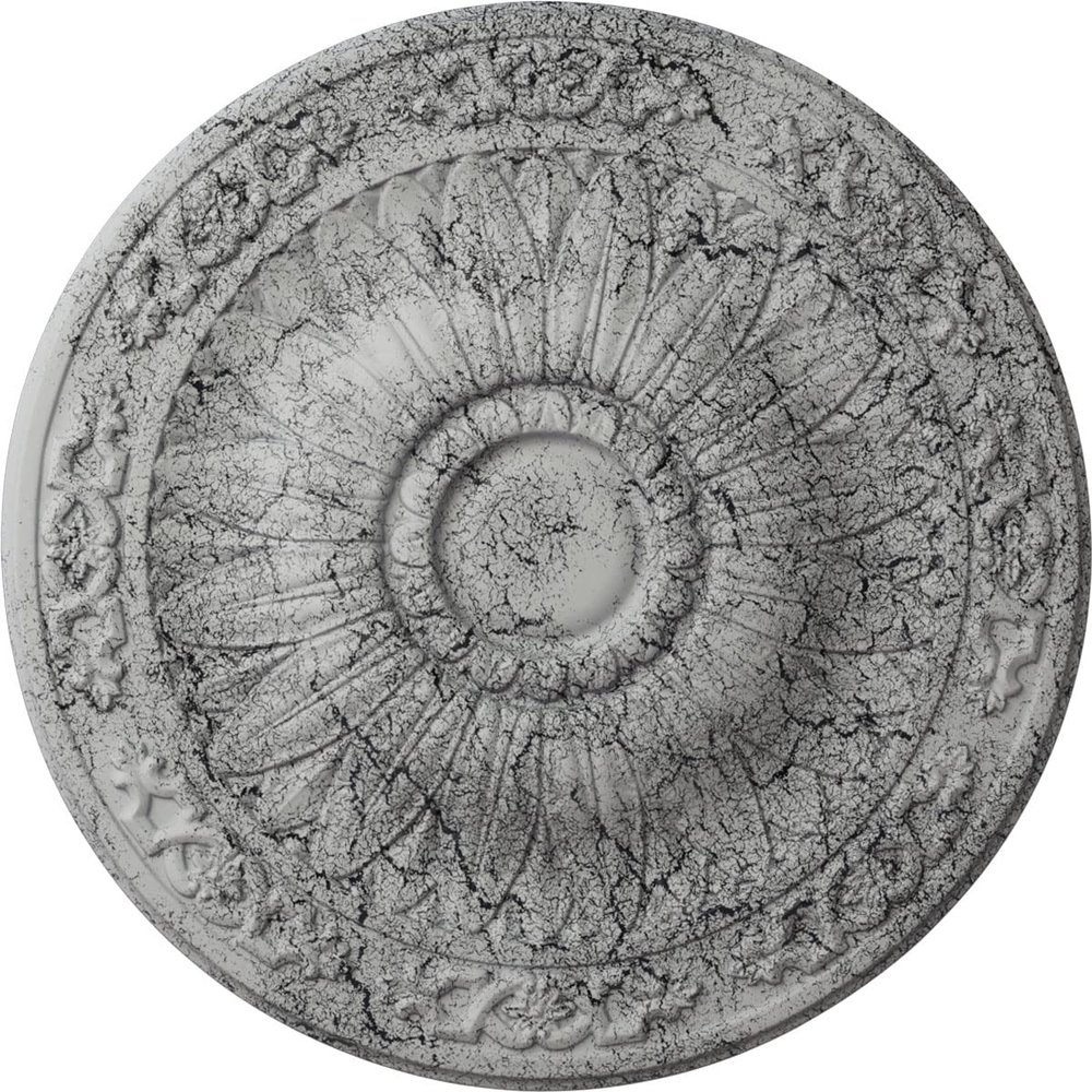 Ekena Millwork CM20LUUWC Lunel Ceiling Medallion, Ultra Pure White Crackle