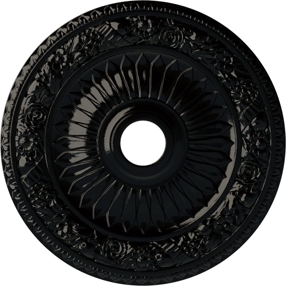 Ekena Millwork CM23BEBPS 23 OD x 3 ID x 1 1/8 P Bellona Ceiling Medallion (fits Canopies up to 3 5/8), Black Pearl