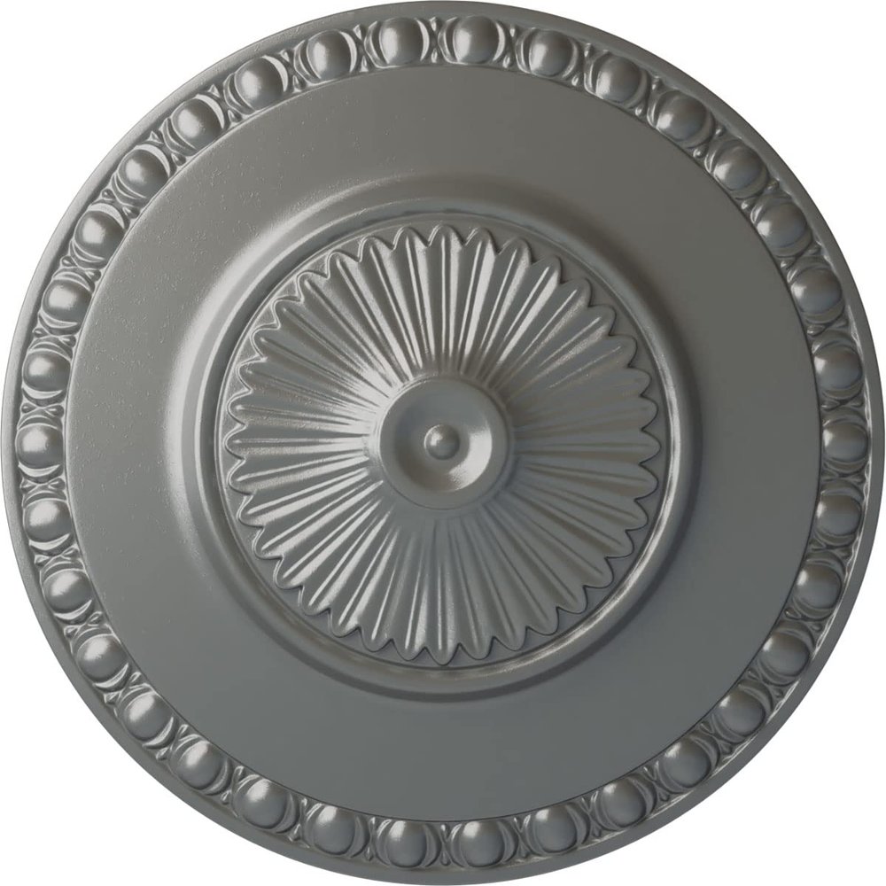 Ekena Millwork 23 1/2"OD x 3 1/4"P Lyon Ceiling Medallion (Fits Canopies up to 3 5/8"), Hand-Painted Silver