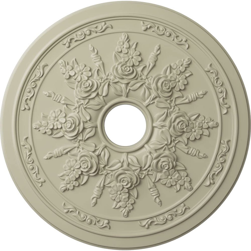 Ekena Millwork CM23ROCYF 23-5/8" x 4" x 1-1/2" Rose and Ribbon Ceiling Medallion, Clear Yellow