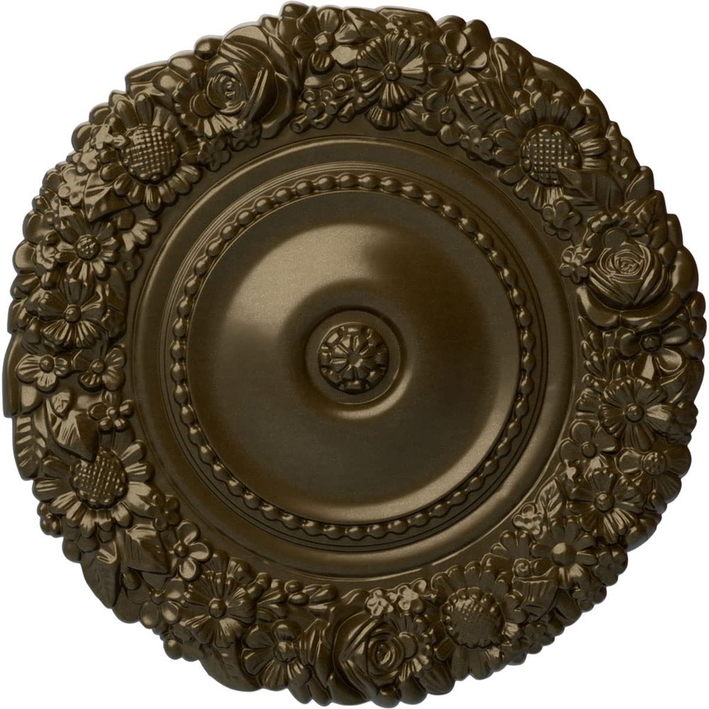 Ekena Millwork CM21MABRS 21" OD x 2" P Marseille Ceiling Medallion (fits Canopies up to 7 3/8), Brass