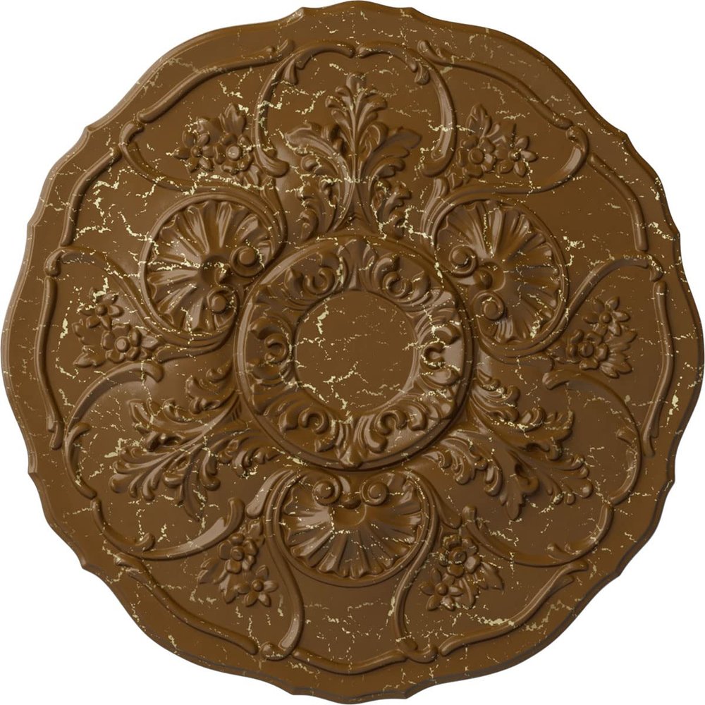 Ekena Millwork CM22CNSTC 22 OD x 1 1/2 P Cornelia Ceiling Medallion (fits Canopies up to 4"), Smokey Topaz Crackle