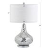 JONATHAN Y JYL1056A Emilia 26" Mirrored Mosaic LED Table Lamp Contemporary Glam Bedside Desk Nightstand Lamp for Bedroom Living Room Office College Bookcase LED Bulb Included, Silver view 3