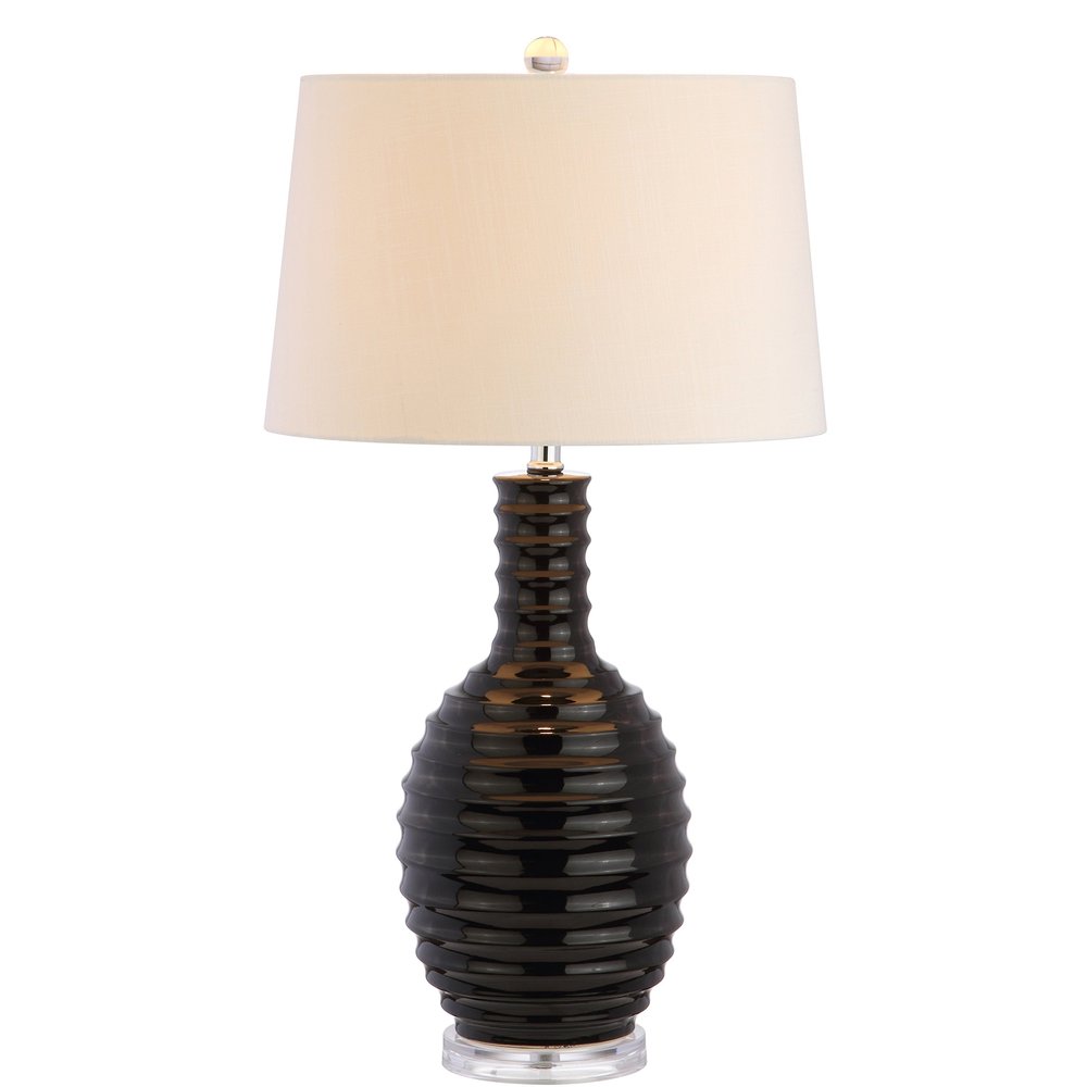 JONATHAN Y Dylan 29.5" Ceramic Table Lamp Ribbed Sculptural, Black