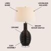 JONATHAN Y Dylan 29.5" Ceramic Table Lamp Ribbed Sculptural, Black view 2