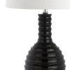 JONATHAN Y Dylan 29.5" Ceramic Table Lamp Ribbed Sculptural, Black view 4