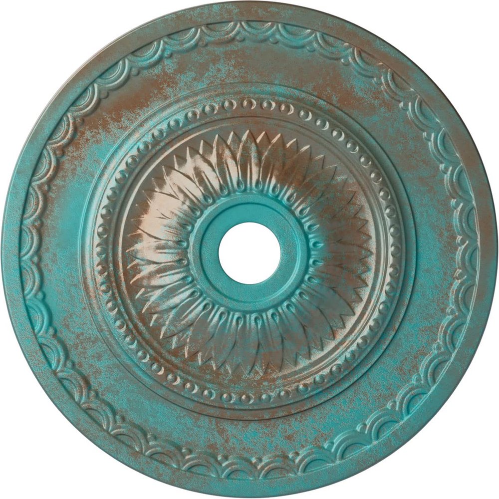 Ekena Millwork CM29SFCGS 29-1/2" x 3-5/8" x 1-5/8" Sunflower Ceiling Medallion, Copper Green Patina