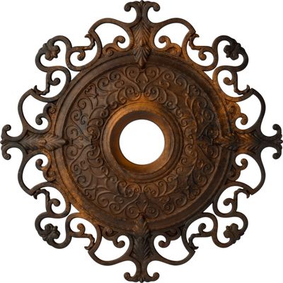 Ekena Millwork CM38OLRUS 38 3/8"OD X 6 5/8"ID X 2 7/8"P Orleans Ceiling Medallion Fits Canopies Up to 8 1/4", Rust