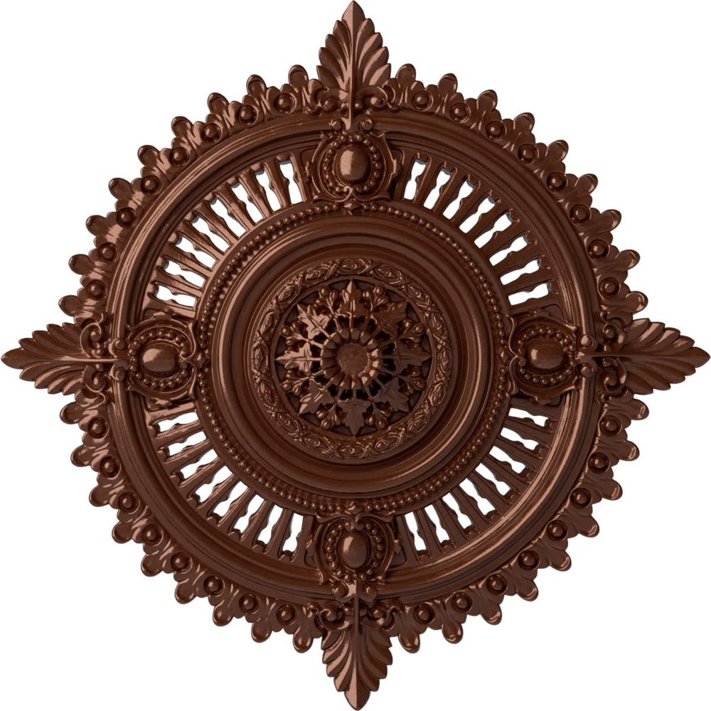 29 1/8"OD x 1 1/4"ID x 4"P Haylynn Ceiling Medallion (Fits Canopies up to 1 1/4"), Hand-Painted Copper Penny