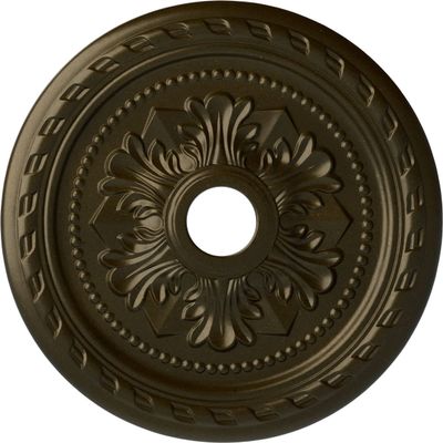 23 5/8"OD x 3 5/8"ID x 1 5/8"P Palmetto Ceiling Medallion (Fits Canopies up to 3 5/8"), Hand-Painted Green Gold