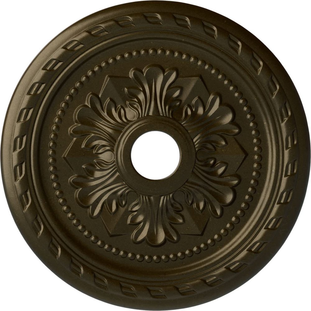23 5/8"OD x 3 5/8"ID x 1 5/8"P Palmetto Ceiling Medallion (Fits Canopies up to 3 5/8"), Hand-Painted Green Gold