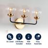JONATHAN Y Caleb 3-Light Globe Vanity Wall Sconce, 22", Black/Brass Gold view 2