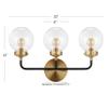 JONATHAN Y Caleb 3-Light Globe Vanity Wall Sconce, 22", Black/Brass Gold view 3