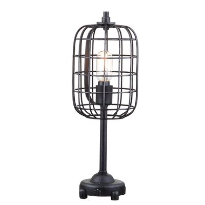 JONATHAN Y Odette Table Lamp Industrial Metal Wire Cage 20", Black/Silver
