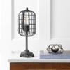 JONATHAN Y Odette Table Lamp Industrial Metal Wire Cage 20", Black/Silver view 2