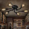 LITFAD 6-Light Industrial Pipe Ceiling Light with Metal Cage Shade, Black view 1